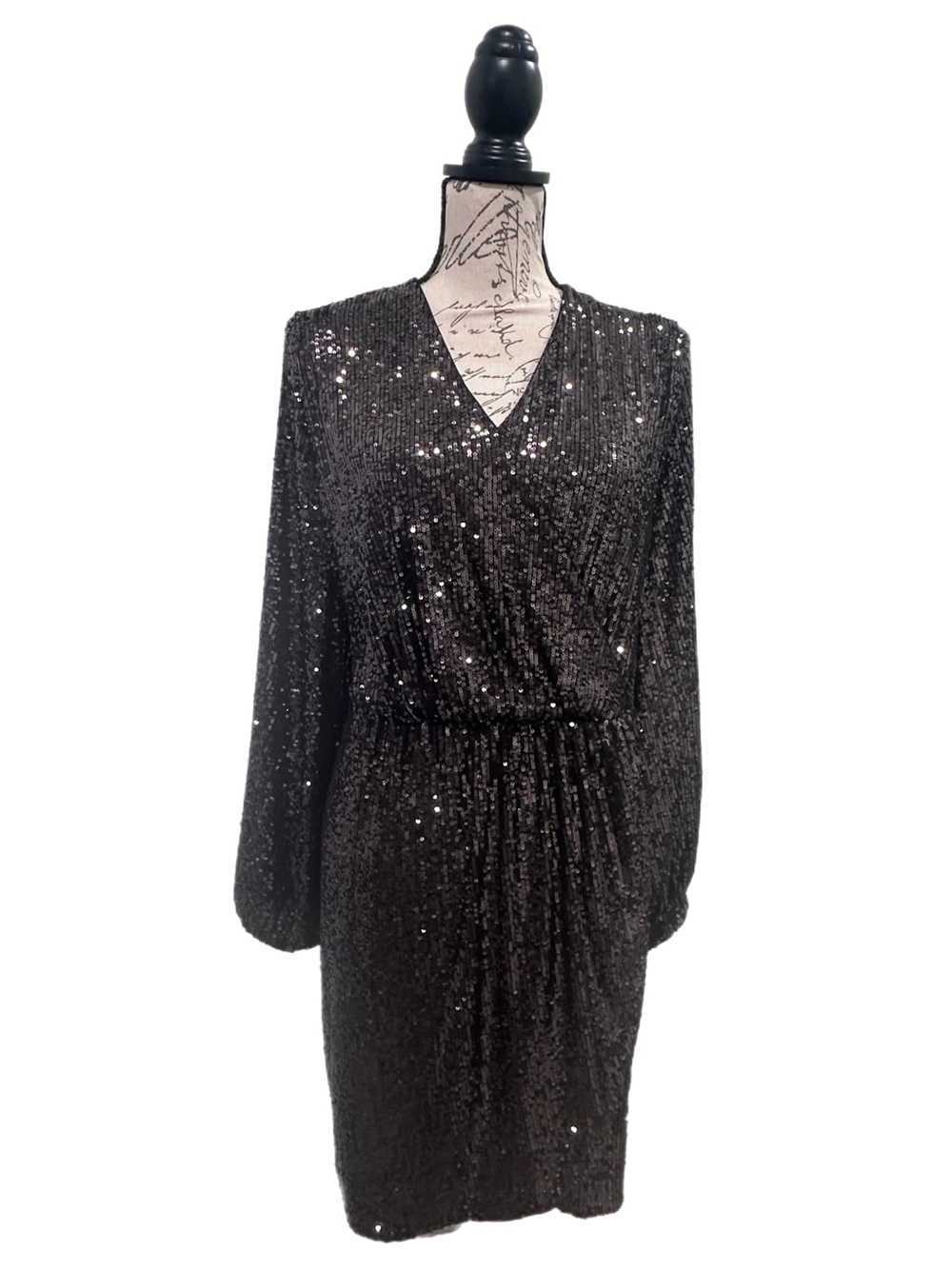 The Drop "Helena" Bronze Sequined Faux Wrap Midi Dress NWT Sz 2x Plus Size